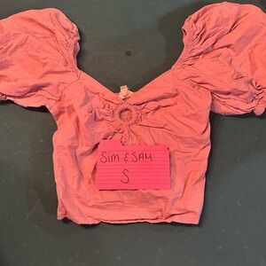 Pink Ruched Puff Sleeve Blouse